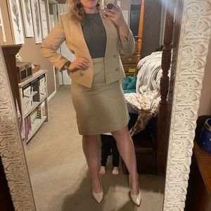 Tan Blazer and Skirt Suit Set